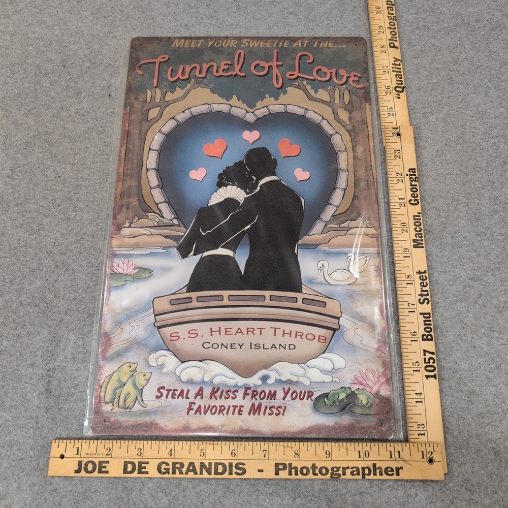 Coney Island Tunnel of Love Metal Tin Sign S.S. Heart Throb Vintage Style Art - Picture 2 of 3